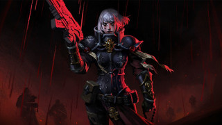 Woman armor weapon blood red - the ceiling free wallpaper for desktop
