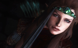 Woman sword dark room green - epic fantasy free wallpaper