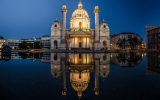 Dome clocktower reflection night viennese - viennese actionism free wallpaper