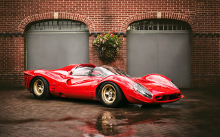 Red sports car brick building 6 - a planter free wallpaper