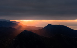 Sunset mountains crepuscular rays orange - the cloud and the sun free wallpaper