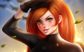Red haired green eyed woman - deviantart artstation free wallpaper