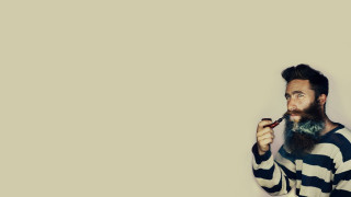 Bearded man brushing teeth striped - a beard and a mustache free wallpaper