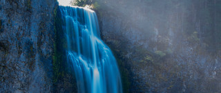 Waterfall blue trees night sky - the middle of its free wallpaper