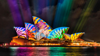 Opera rainbow holography boat pointillism - vivid free wallpaper for desktop