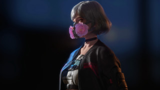 Woman gasmask pinkrose darkroom eve - a gas mask free wallpaper