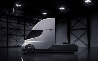 White semi truck garage panfuture - open free wallpaper