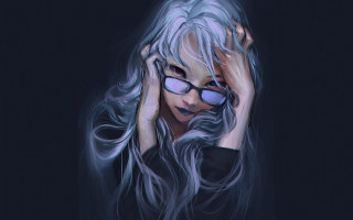 Woman silver long hair glasses - a long white hair free wallpaper for desktop