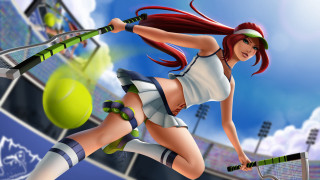 Tennis woman swinging ball sky - a court free wallpaper for desktop