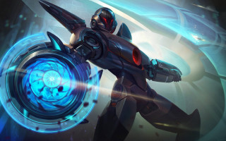 Futuristic character blue orb glowing - a blue light free wallpaper