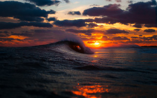 Sunset ocean wave surfboard beach 2 - a wave free wallpaper for desktop