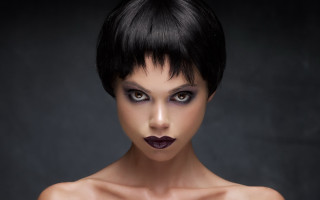 Gothic black makeup dark lip - her face and chest free wallpaper