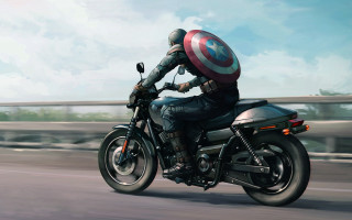 Man motorcycle captain america helmet 2 - the back of the motorcycle free wallpaper
