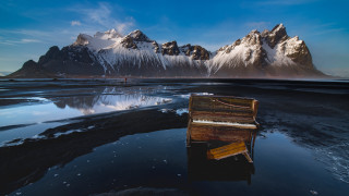 Piano lake mountains clouds blue - a piano free wallpaper