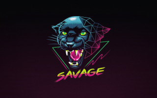 Blackpanther savage neonbackground glowingsynthwave vegacat - vector art free wallpaper