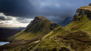 Mountain range lake cloudy sky 3 - dramatic light free wallpaper for desktop
