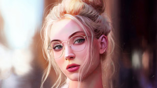 Woman glasses bun digital painting - a digital painting free wallpaper