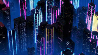 Futuristic city neon lights synthwave - synthwave style free wallpaper