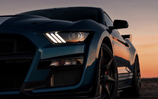 Cobra car hood up sunset - the dirt free wallpaper