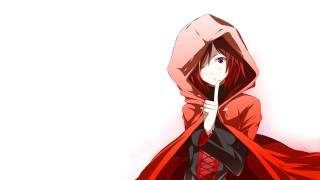 Woman red coat hood red - a hood free wallpaper
