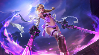 Purple woman sword flame energy - a purple outfit holding free wallpaper for desktop