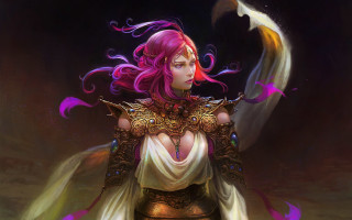 Pink haired woman sword gold - chen chun free wallpaper