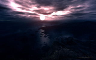 Dark sky sun water mountain - a dark sky free wallpaper