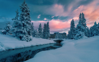 River snow bridge clock matte - a clock free wallpaper