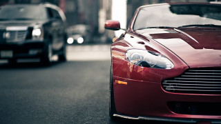 Red sports car black car - fine art free wallpaper