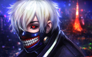 White hair red eyes cyberpunk - a black outfit free wallpaper for desktop