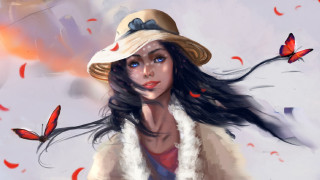 Woman hat butterfly white jacket - a white jacket free wallpaper