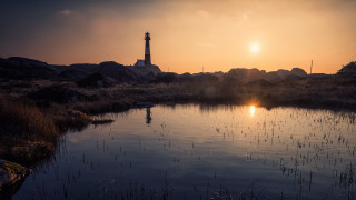 Pond lighthouse sunset radiant city - a small pond free wallpaper