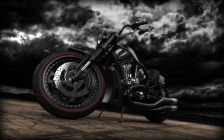 Motorcycle cloudy night greyscale rims - concrete free wallpaper