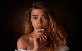 Woman longhair white dress portrait 2 - a white dress free wallpaper for desktop