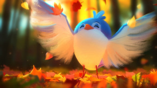 Blue white bird wings spread - plein air free wallpaper for desktop