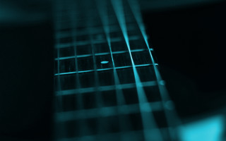 Guitar neck blue hologram long - blue light free wallpaper for desktop