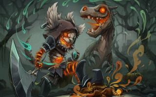 Cartoon demon axe forest leaf - a forest free wallpaper