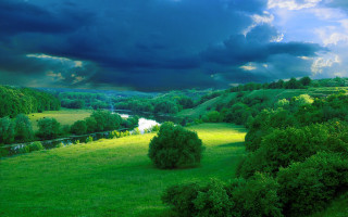 Green river cloudy sky forest - arkhip kuindzhi free wallpaper