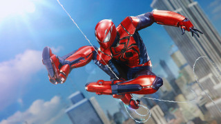 Spiderman flying cityscape blue sky - ultra high detail free wallpaper