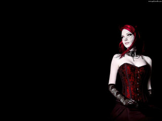 Red haired woman black gloves - black glove free wallpaper