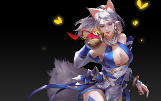 Cat fox woman sword blue - a costume free wallpaper