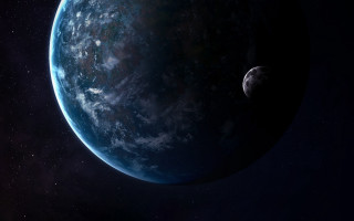 Blue planet moon stars space - a moon in the background free wallpaper
