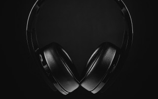 Headphones black surface dark circular - a circular background free wallpaper for desktop