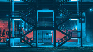 Building stairs red light neon - elsa bleda free wallpaper