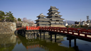 Red bridge japan cityscape shrine - japan eishōsai chōki free wallpaper