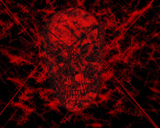 Red skull black background red - face and neck free wallpaper