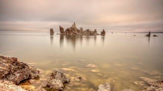 Ocean rocks sunset clouds mountains - adobe lightroom free wallpaper