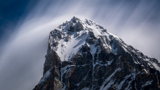 Snow mountain clouds lake ice - thin free wallpaper