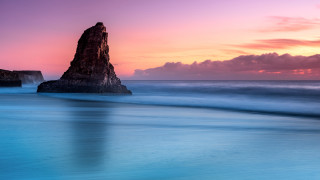 Rock ocean sunset mystical colors - a blue ocean free wallpaper