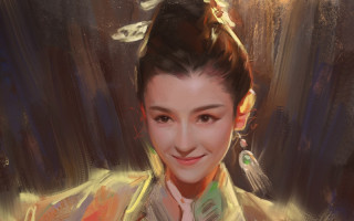 Woman bun flower smile chen - a digital painting of a woman free wallpaper
